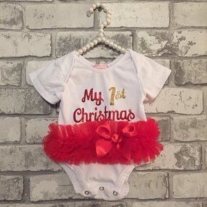 "My 1st Christmas" Tutu Diaper Shirt 3-6 Months